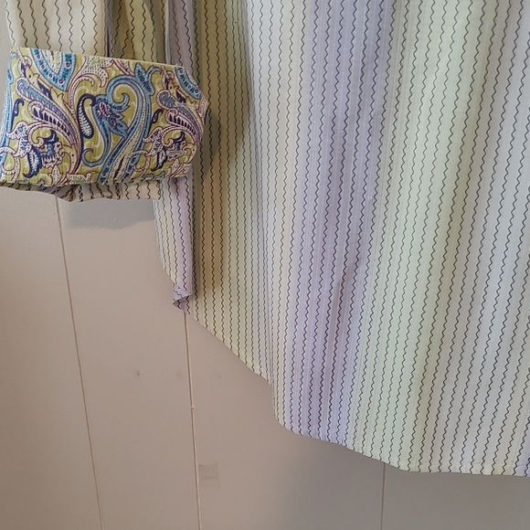 Robert Graham Striped Long Sleeved Cuffed Shirt XL ECU - Picture 7 of 9